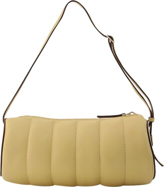 ショルダーバッグ・ポシェット Padded Cylinder Bag in Cream Leather Womens Cylinder Bag Black Leather Crossbody Bag Shoulder Bag