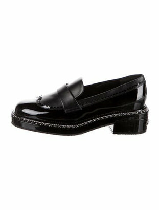 Chanel 2019 Logo Chain Link Loafers Black - ShopStyle Flats