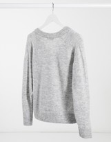 Thumbnail for your product : Selected jumper with v-neck in brushed knit in grey