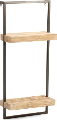 Iron And Wood Two Tiered Wall Shelves | Metal