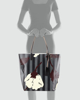 Thumbnail for your product : Marni Floral-Print Striped PVC Shopping Bag