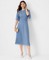 Thumbnail for your product : Ann Taylor Spotted Flutter Sleeve Midi Dress