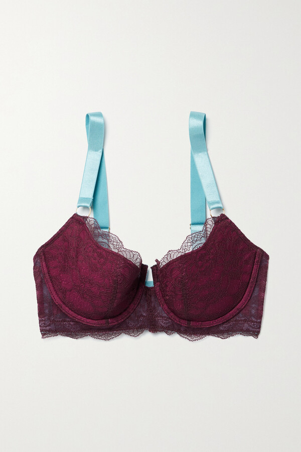 Dora Larsen Orla Recycled Lace And Tulle Underwired Balconette Bra - Purple  - ShopStyle