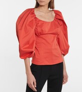 Thumbnail for your product : Oscar de la Renta Puff-sleeve stretch-cotton top