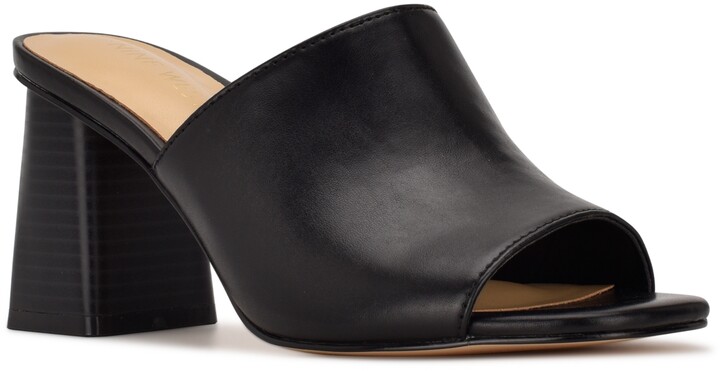 black heeled mules open toe