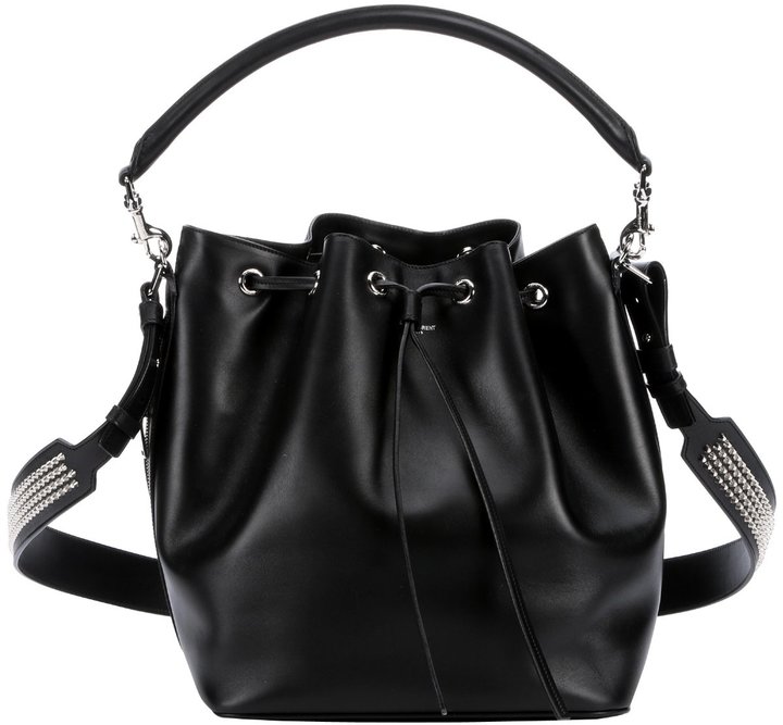 Saint Laurent Black Leather Studded Convertible Hobo Bag - ShopStyle ...