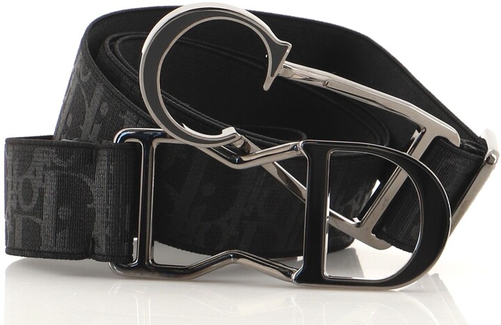 Christian Dior Buckle Belt Metal with Oblique Printed Elastic 85 - ShopStyle
