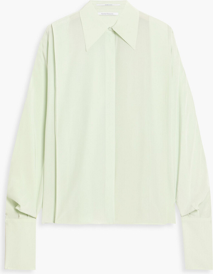 ANOTHER TOMORROW Pleated silk crepe de chine shirt