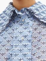 Thumbnail for your product : Thierry Colson Tilda Geometric-print Cotton-blend Blouse - Womens - Blue