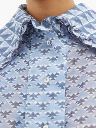 Thierry Colson Tilda Geometric-print Cotton-blend Blouse - Womens - Blue