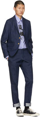 Thom Browne Navy Denim Unconstructed Low-Rise Trousers