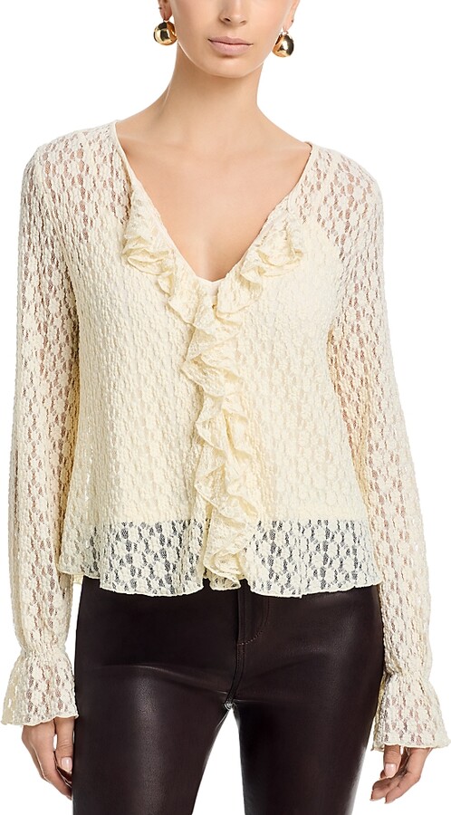 Velvet by Graham & Spencer Natalie Ruffled Lace Blouse