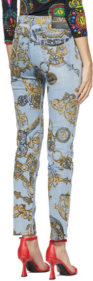 Versace Jeans Couture Blue & Gold Regalia Baroque Print Slim-Fit Jeans
