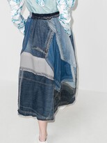 Thumbnail for your product : By Walid Blue Nadia Patchwork Midi Skirt
