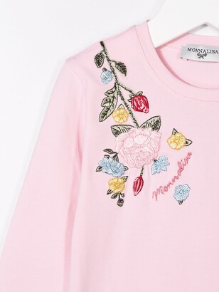 MonnaLisa embroidered rose T-shirt