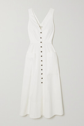 Saloni Zoe Cutout Stretch-cotton Poplin Dress - White