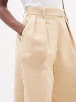 Thumbnail for your product : KHAITE Teyana High-rise Cotton Wide-leg Trousers - Cream