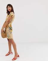 Thumbnail for your product : And other stories &  linen blend wrap mini dress in tropical flower print