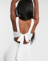 Thumbnail for your product : ASOS Tall ASOS DESIGN TALL tie back beach maxi dress with twist front detail in white