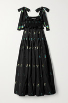 Thumbnail for your product : Cecilie Bahnsen Mika Ruffled Embroidered Taffeta Midi Dress