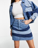 Thumbnail for your product : Neon Rose mini skirt in wavy denim co-ord