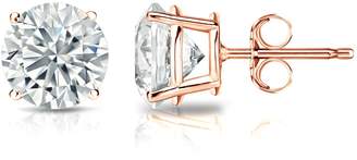 Diamond Wish GIA Certified 14k Rose Gold Round Diamond Stud Earrings 4-Prong (3.50 cttw, K-L Color, VS1-VS2 Clarity)