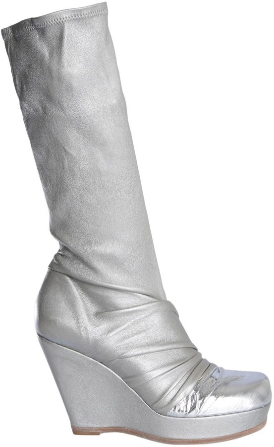 Silver wedge boots clearance