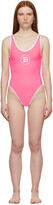 Thumbnail for your product : Balmain Pink & White Classic Maison One-Piece Swimsuit