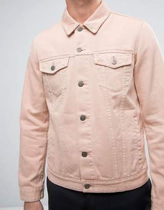 ASOS Denim Jacket In Washed Pink