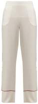 Thumbnail for your product : Asceno - Piped Sandwashed Silk Pyjama Trousers - Womens - White Multi