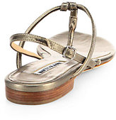 Thumbnail for your product : Manolo Blahnik Metallic Leather Slingback Sandals