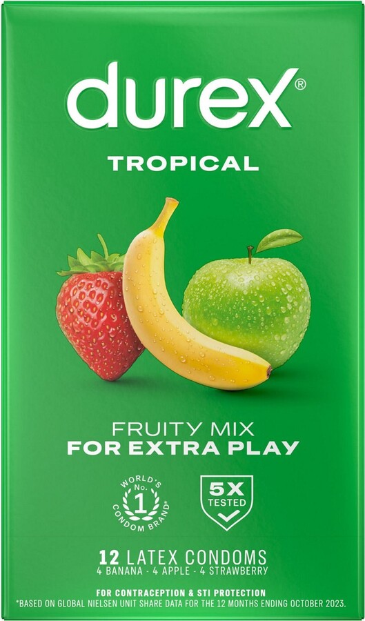 Durex Tropical Flavored Condoms, 12CT