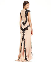 Thumbnail for your product : Betsy & Adam Petite Lace-Overlay Keyhole Gown