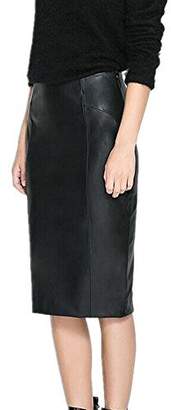 LJYH Women's Desinger Leather Pencil Midi Skirt