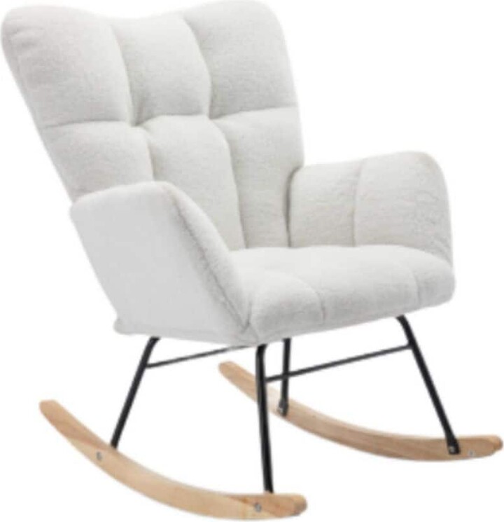Dracelo Series Frame White solid Wood Outdoor Rocking Chair