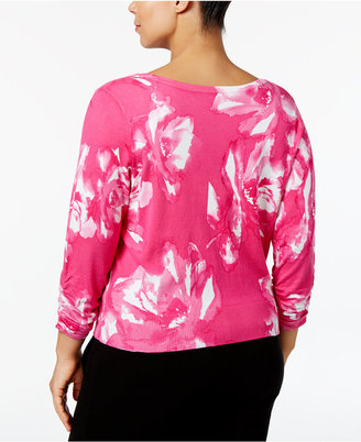 INC International Concepts Plus Size Printed Cardigan, Created for Macy's
