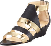 Thumbnail for your product : Jimmy Choo Brook Low-Wedge Matte-Metallic Sandal