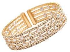 Cezanne Faux Pearl Crystal Cuff Bracelet