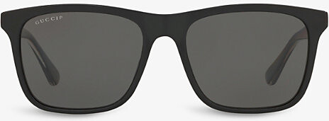 Gucci Womens Black Gc001659 Rectangle-Frame Acetate Sunglasses