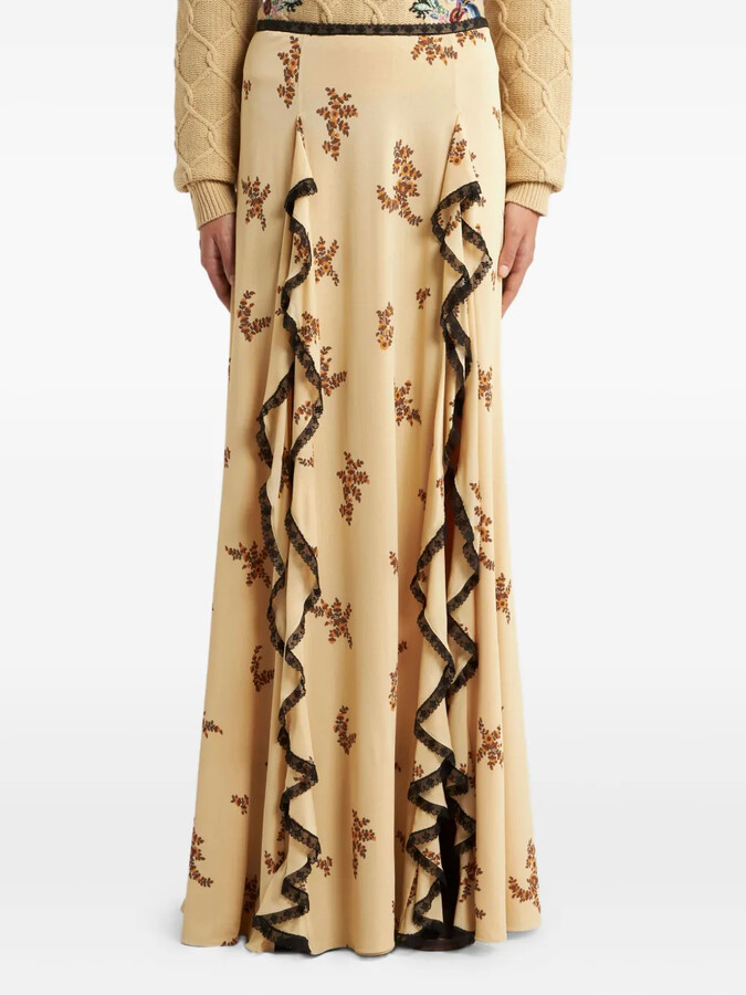 Etro Floral-Print Maxi Skirt