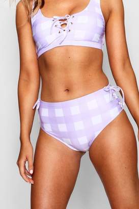 boohoo Mix & Match Gingham Lace Up Brief