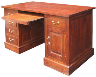 1 Solid Door 5 Drawer Desk Finish: Mahogany