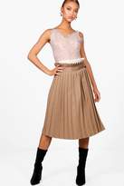 Thumbnail for your product : boohoo Contrast Woven Pleated Wrap Midi Skirt