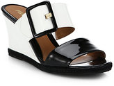 Thumbnail for your product : Fendi Patent Leather Buckle Wedge Sandals