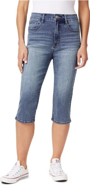 Wallflower WallFlowerFearlessCurvy17.5"JeanCaprisForWomenSuperHigh-RiseInstaVintageDenim-JuniorsJeans-Anissa,5