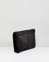 Thumbnail for your product : ASOS DESIGN leather chain front clutch bag