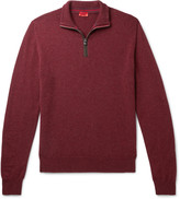 Thumbnail for your product : Isaia Suede-Trimmed Cashmere Half-Zip Sweater