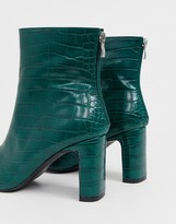 Thumbnail for your product : Z Code Z Z_Code_Z Exclusive Sanaa vegan heeled ankle boots in green croc