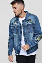 Thumbnail for your product : boohoo Badge Denim Western Jacket