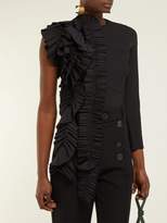 Thumbnail for your product : A.W.A.K.E. Mode Ruffled Asymmetric Wool Blend Top - Womens - Black